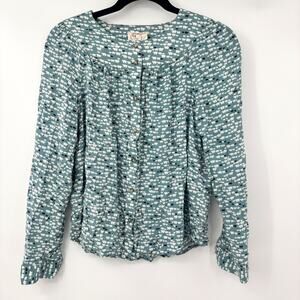 Anthropologie 24 of 52 Conversations Polar Bear Print Button Front Top Size 8